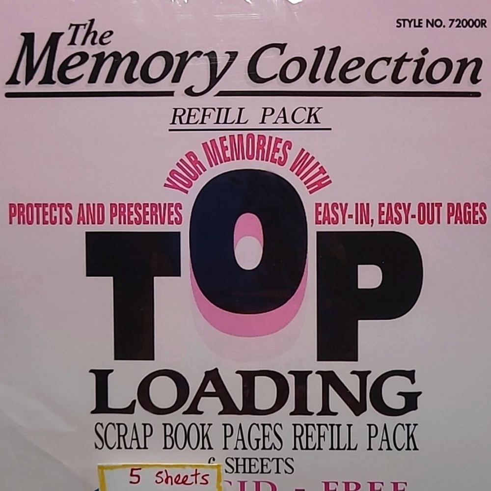 The Memory Collection Top Loading Scrapbook Pages Refill Pack 5 Sheets 10 Pages - Picture 1 of 6